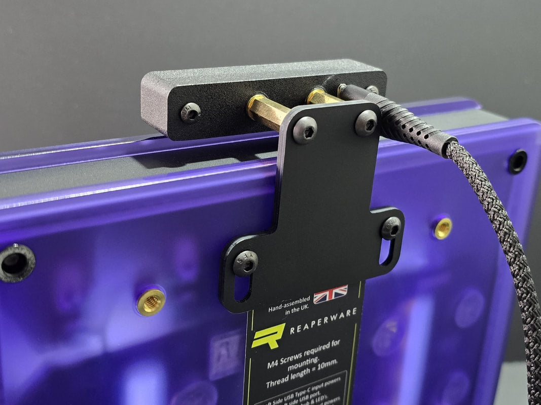 Rear shot of LED Module fitted to 32-Elite button box showing included mounting solution