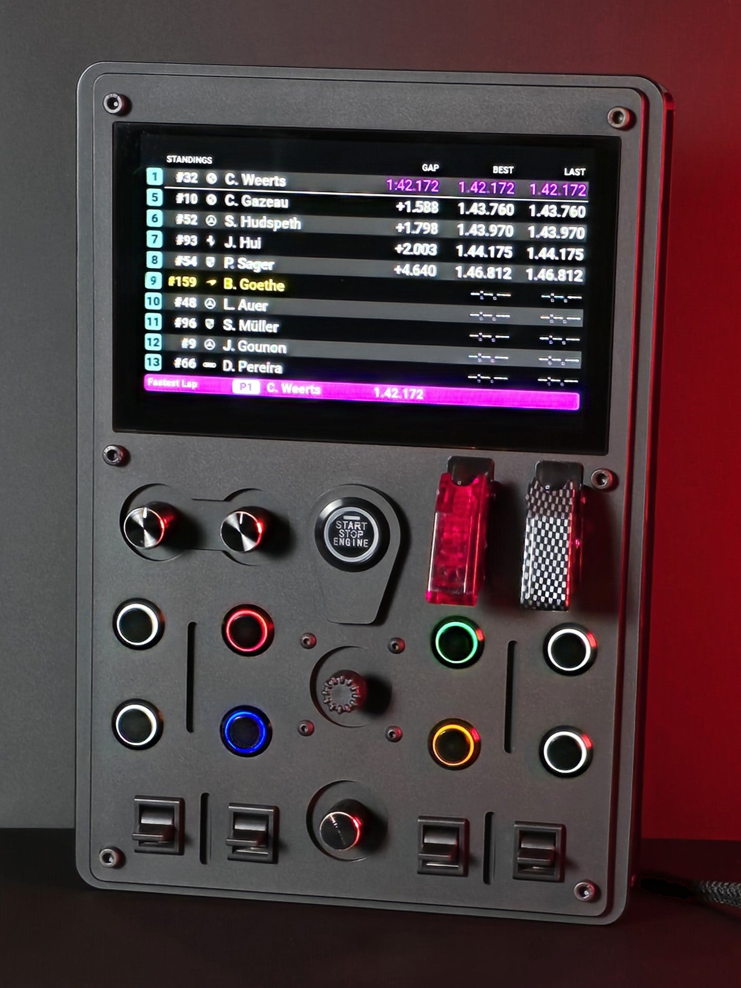 Premium Sim Racing button box with VoCore 6.8" display! Fully SimHub Compatible.