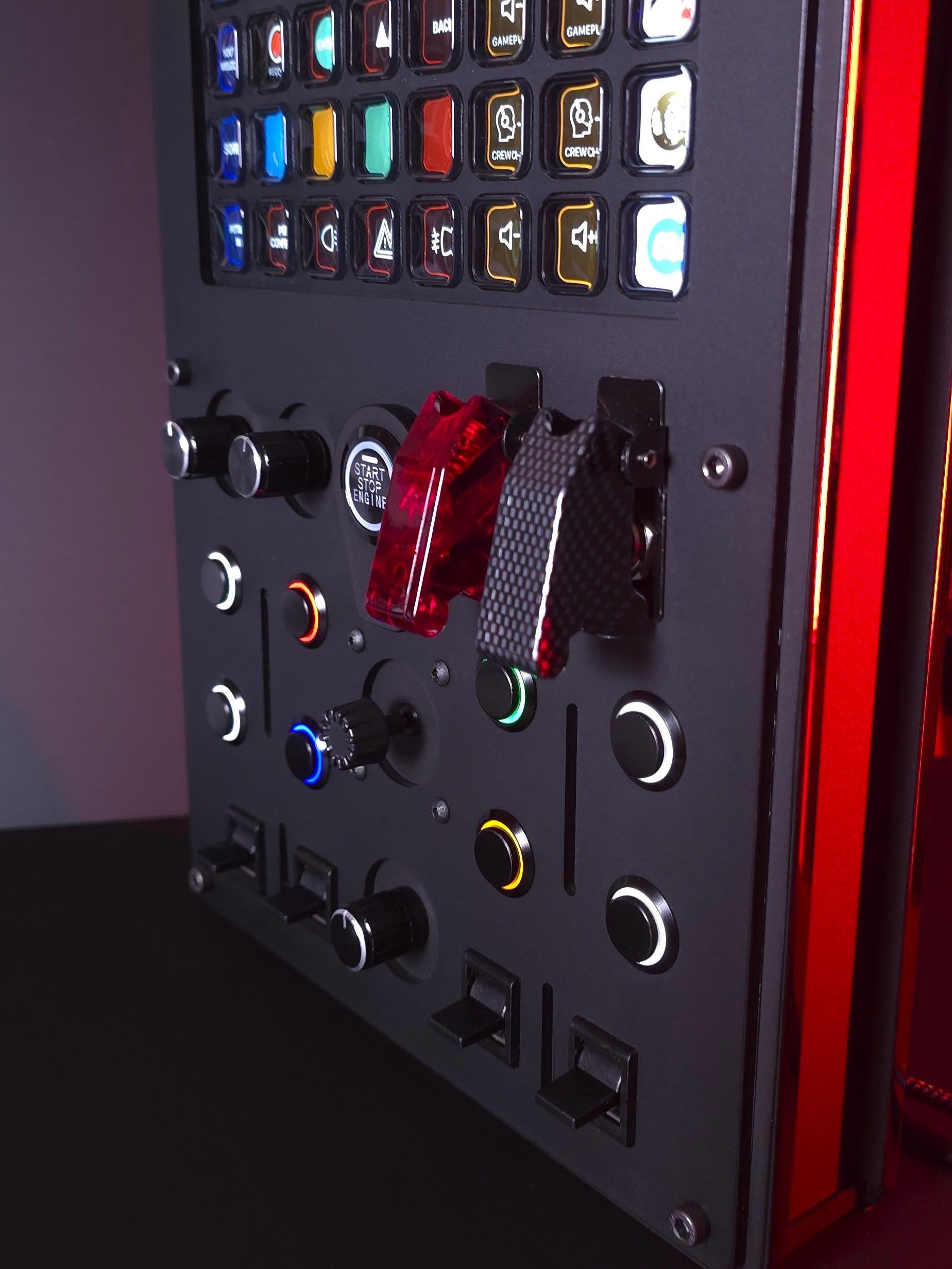 a button box for sim racing with stream deck XL integration