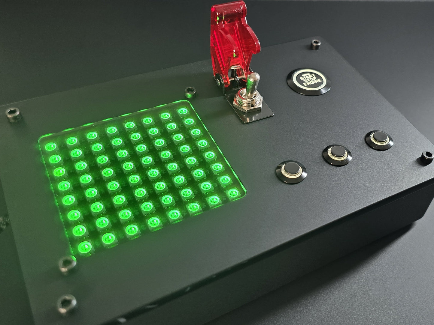 affordable button box with integrated RGB flag matrix display