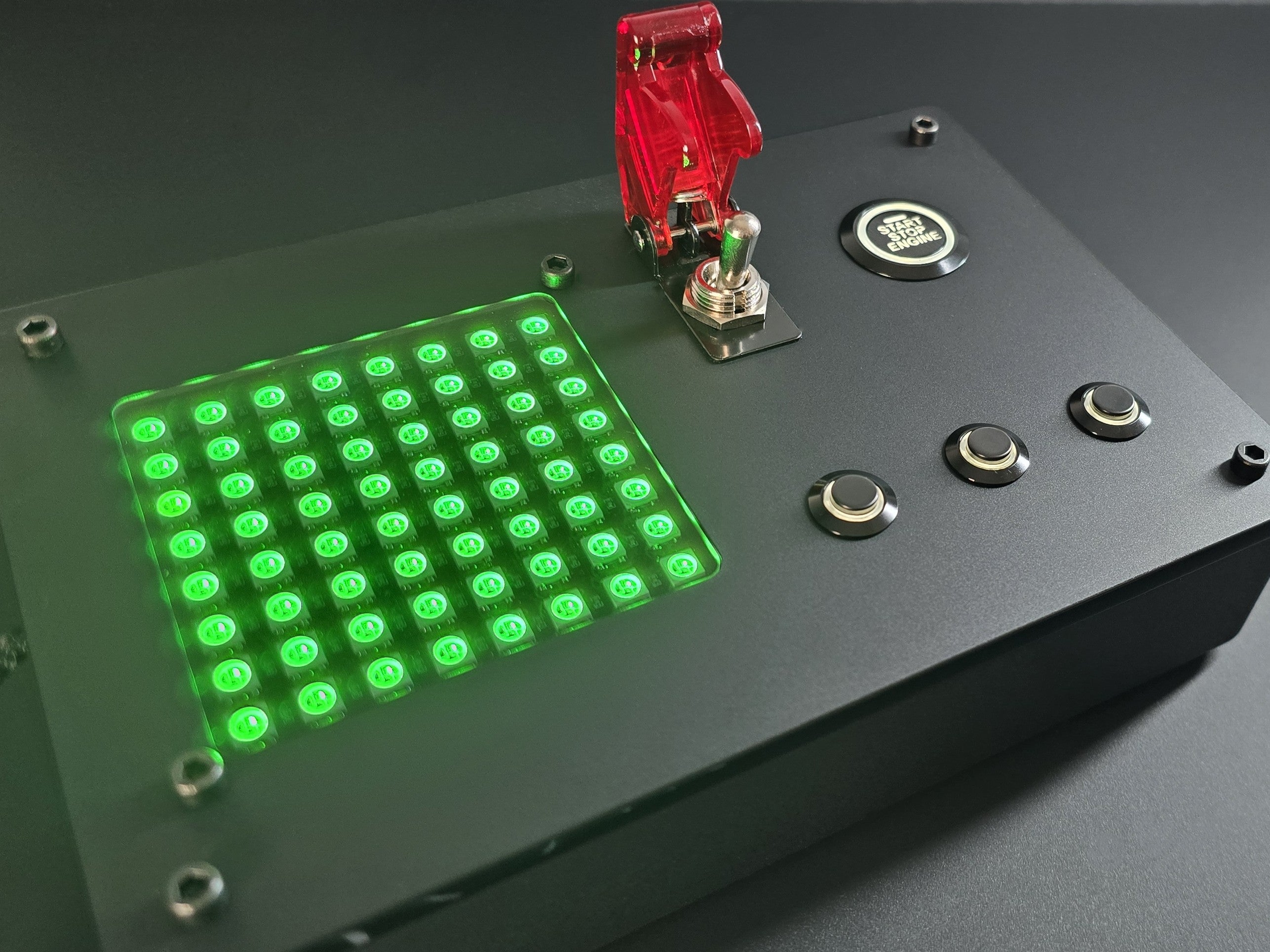 affordable button box with integrated RGB flag matrix display