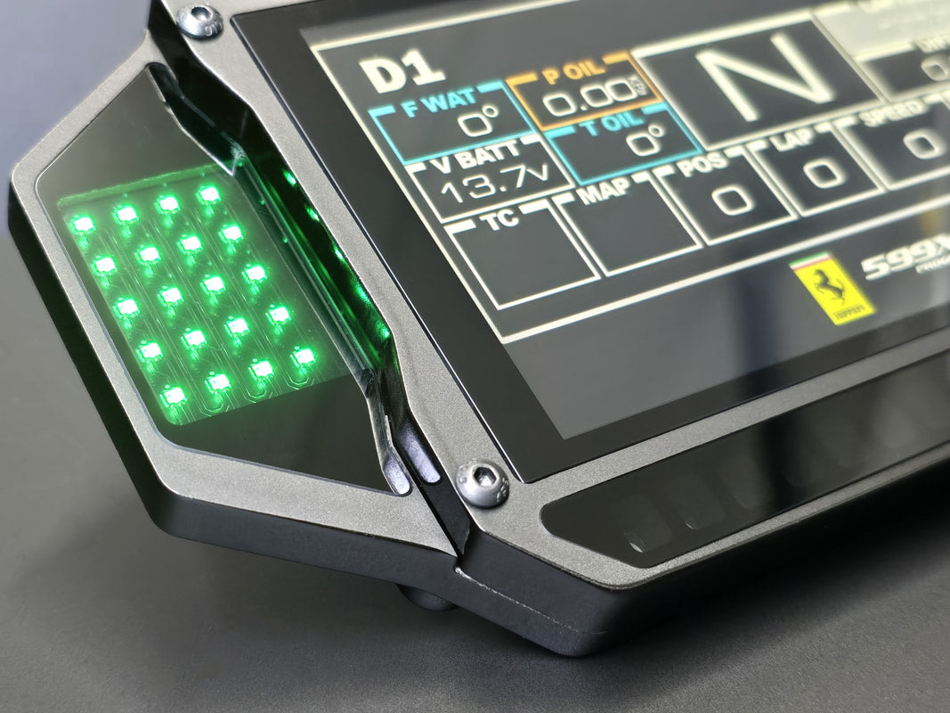 Sim Racing DDU with side cluster RGB Matrix flag displays